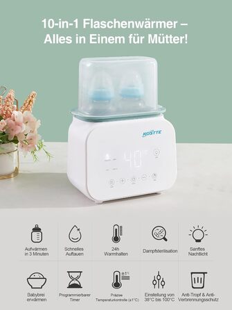 Підігрівач для дитячих пляшечок Baby 10-в-1: розігрів суміші, розморожування, приготування їжі, таймер 24 год