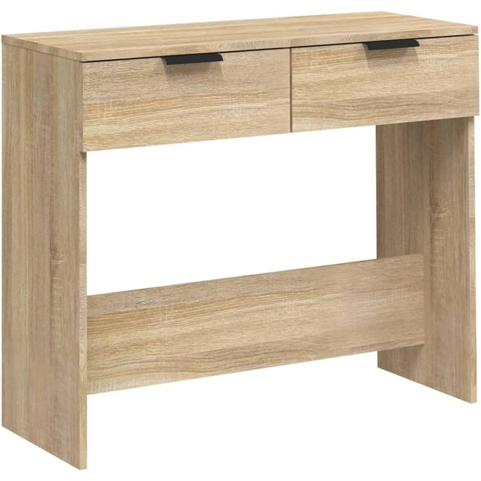 Консольний стіл vidaXL з 2 шухлядами, дуб Сонома, 90x36x75 см, деревостружкова плита, для коридору, вітальні чи спальні