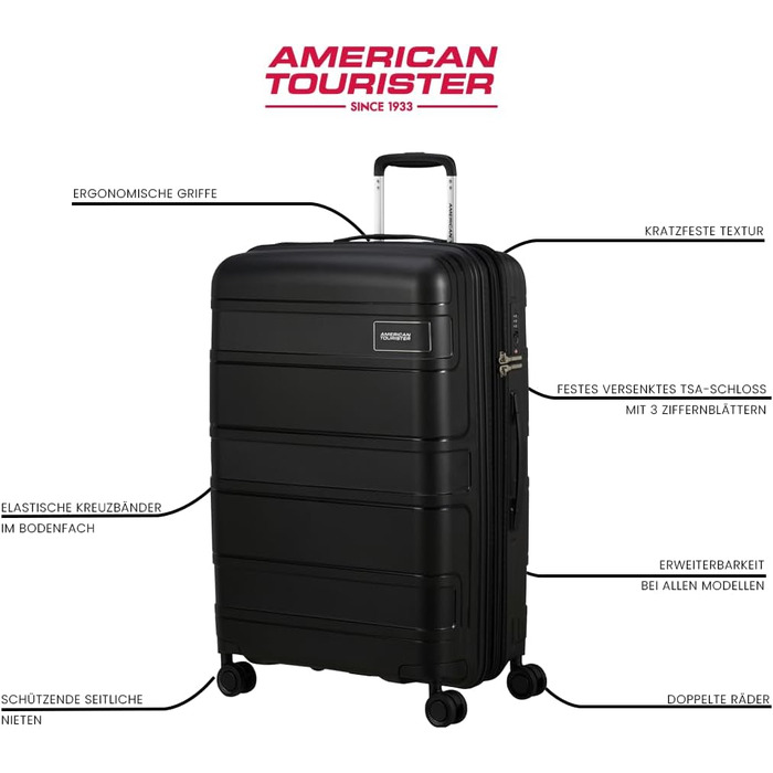 Валіза American Tourister Skymax 3 шт. синього (Midnight Blue) та чорного (Bass Black) кольорів