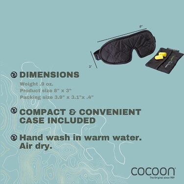 Маска для сну Cocoon Deluxe чорна/сіра, преміум якість