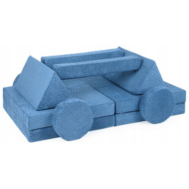 Дитячий диван Velinda 75 x 140 см, вельвет, синій