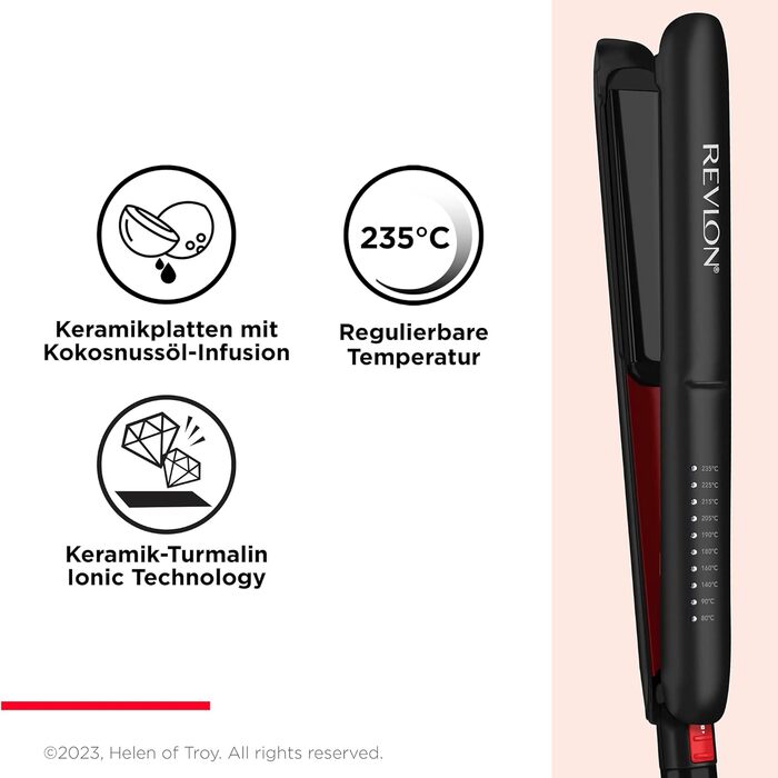 Випрямляч для волосся Revlon SmoothStay 25 мм з інфузією кокосової олії, плаваючі пластини, регульована температура до 235°C, дорожній чохол