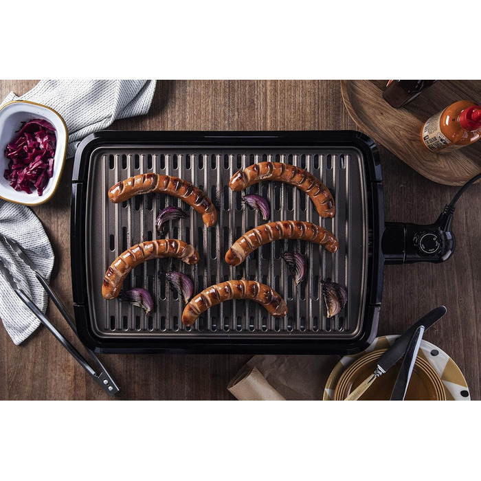 Електричний гриль George Foreman Smokeless для дому, бездимний, антипригарний, з піддоном для жиру, регулятором температури, вертикальне зберігання, модель 25850-56