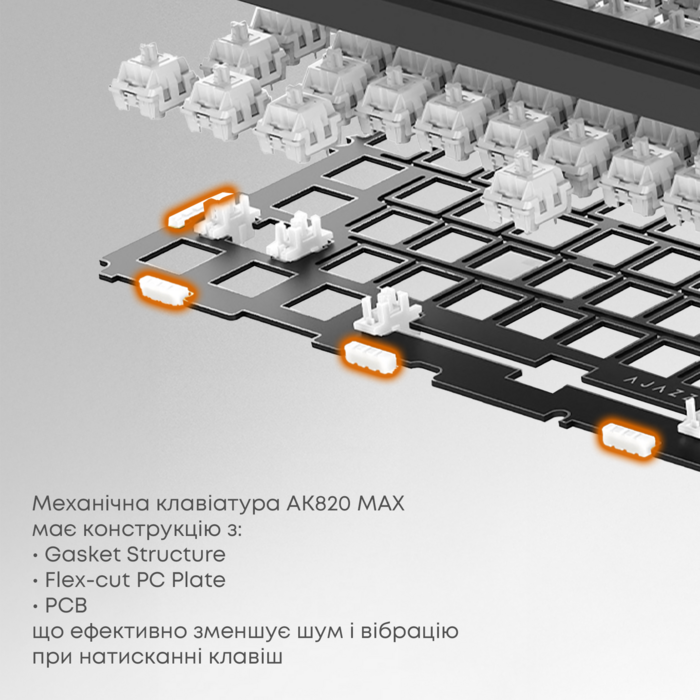 Бездротова механічна клавіатура Ajazz AK820 MAX Flying Fish Switch Retro Colour - 8000 mAh (AK820MAX