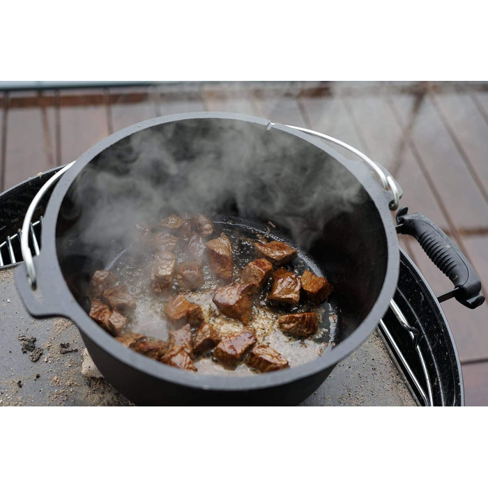Чавунний казанок BBQ-Toro Dutch Oven Premium Serie 9,0 л (DO9P) без ніжок, підготовлений до використання (preseasoned) з кришкою