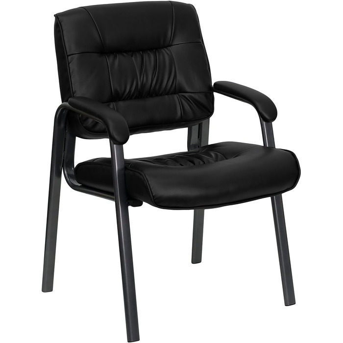 Крісло-табурет Haeger від Flash Furniture з шкіри, з рамою титаново-сірого кольору з порошковим покриттям, чорне, шкіряне сидіння/титановий каркас