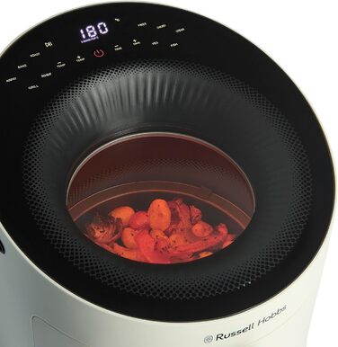 Аерофритюрниця Russell Hobbs SatisFry Panoramic 5 л, 10 програм, з оглядовим вікном, без олії, для фритюру, грилю, запікання та випікання, до 200°C, підходить для посудомийної машини, кремова, модель 27421-56