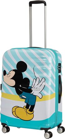 Валіза American Tourister Wavebreaker Disney Mickey Blue Kiss, 67 см, 64 л, багатобарвна, на колесах-спінерах