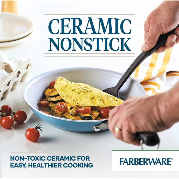 Набір посуду Farberware EcoAdvantage керамічний 13 предметів, антипригарне покриття (аква)