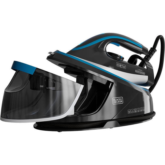 Парова праска-станція BLACK+DECKER BXSS2401E, 2400 Вт, знімний бак 1,5 л, паровий удар 200 г/хв, регулювання температури, ECO-режим, готовність за 1 хвилину