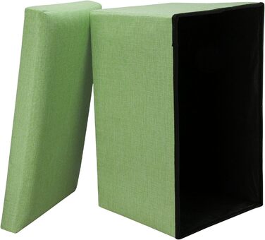 Складана банкетка INTIRILIFE 78x38x38 см, весняно-зелена, пуф із тканини під льон із кришкою, для зберігання, сидіння, підставка для ніг, скриня