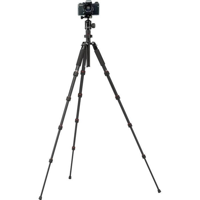 Rollei Compact Traveler No. 1 – легкий алюмінієвий туристичний штатив 31,5 см, Arca Swiss, з кульовою головкою і чохлом, сріблястий