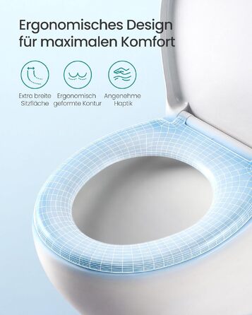 Сидіння для унітаза SONGMICS з мікроліфтом (м'яке закриття), Urea-Duroplast, O-подібне, біле, витримує до 300 кг, зі швидким монтажем та ручкою
