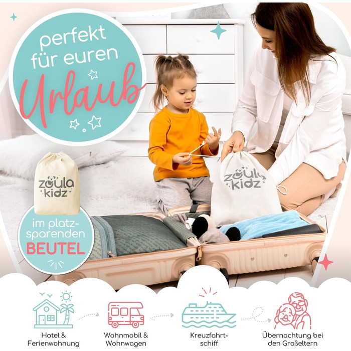 Подушка для годування Zoula Kidz® надувна, портативна (150 см) з бавовняним чохлом OEKO-TEX – для подорожей та дому