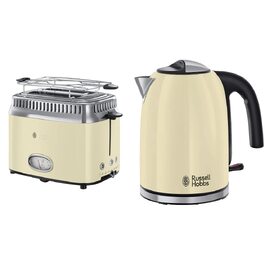Тостер Russell Hobbs Retro Creme з лічильником часу + Чайник Colours+ Creme 1.7л, 2400Вт - Набір для кухні