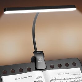 Світлодіодна лампа Glocusent 57 LED для нотного пюпітра, захист для очей, 3 кольори та 5 рівнів яскравості, USB-C заряджання, до 140 годин роботи, для піаніно, гітари, чорна