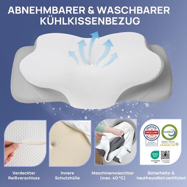 Ергономічна подушка для шиї MULISOFT з ефектом пам'яті (Memory Foam), форма-метелик, біла, розмір M