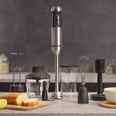 Блендер Cecotec Stabmixer Power TitanBlack 1500 XL Cream - 1500 Вт, технологія CrossBlades, чорне титанове покриття, XL-фут, захист від бризок, 2 аксесуари