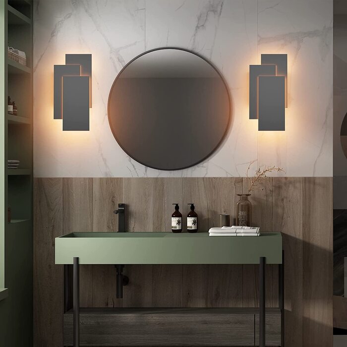 Klighten LED настінні світильники 24W, 2 шт, сучасні, для вітальні, спальні, коридору, теплий білий 3000K, темно-сірі