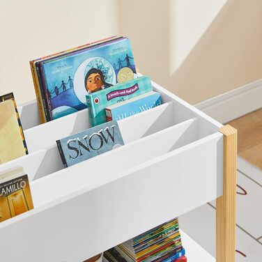 SoBuy KMB35-W дитяча книжкова полиця з відсіками для зберігання, іграшкова та книжкова стійка, біла, 85x45x42 см