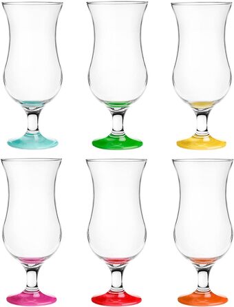 Набір склянок Glasmark Krosno для коктейлів, лонгдрінків, джину, пива та води, 6 шт по 420 мл, кольорові, скло, підходять для посудомийної машини
