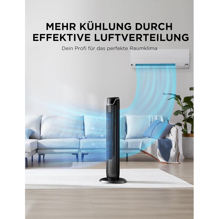 Вентилятор підлоговий Midea FZ10-17JR 92 см з пультом, 3 режими, 3 швидкості, таймер 7 год, чорний