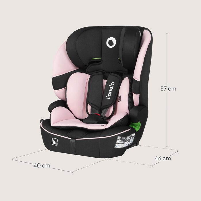Автокрісло Lionelo Billy i-Size 76-150 см (15 міс - 12 років), R129, ISOFIX, Top Tether, 5-точковий ремінь, бічний захист (Рожеве)