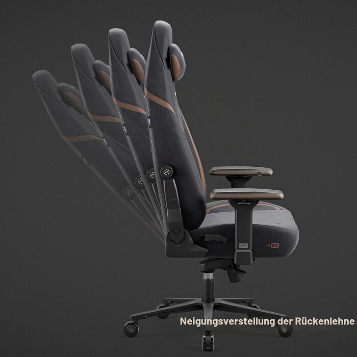 Ігрове крісло Diablo X-Eye 2.0 тканинне, ергономічний офісний стілець з магнітним підголівником, регульованими підлокітниками та спинкою, навантаження до 140 кг, Soft Black, Normal Size