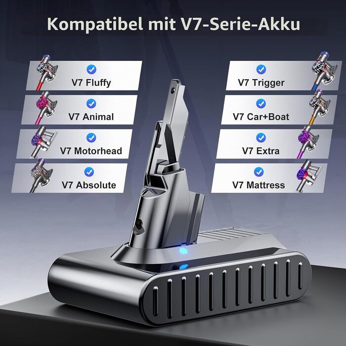 Акумулятор для пилососа Dyson V7 SV11 (Animal, Motorhead, Trigger, Fluffy) — Запасна Li-ion батарея з набором інструментів та фільтрами, сірий