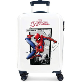 Дитяча валіза Marvel Spiderman, жорсткий ABS, 37x55x20 см, синя, 34 л, з кодовим замком, 4 подвійні колеса, ручна поклажа
