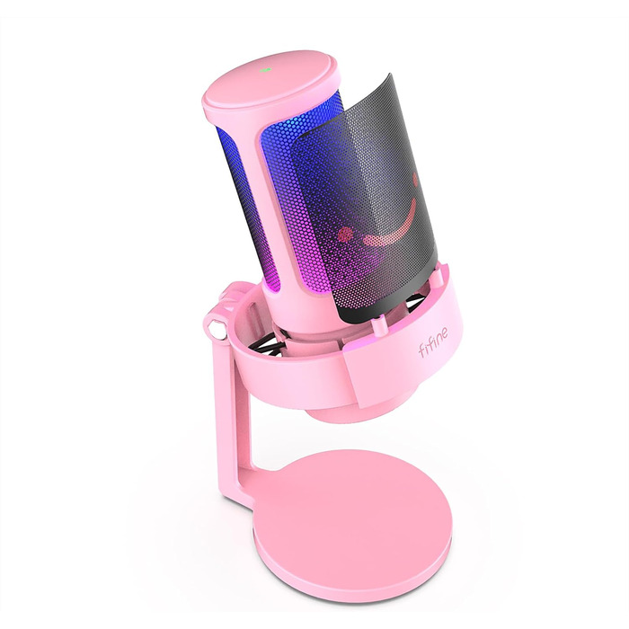 USB мікрофон FIFINE для ПК, ігор, стрімінгу та подкастів з RGB підсвічуванням, кнопкою вимкнення звуку, виходом для навушників і поп-фільтром, сумісний з PS4, PS5 та Mac