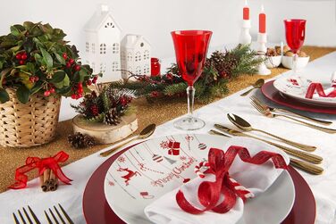 Новорічний сервіз посуду 18 предметів, біло-червоний, Merry Christmas