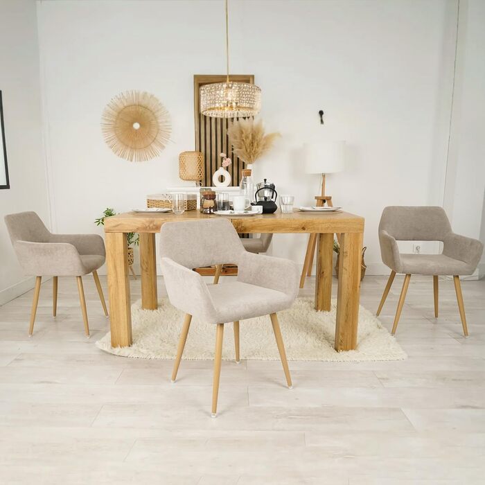 Крісла для їдальні та кухні Cosy 2 шт. з м'яким сидінням, металевим каркасом, бежевого кольору, 56x56x78 см