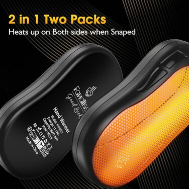 Електричні грілки для рук 2 шт. FANDLISS, 6000mAh, USB, для кемпінгу, полювання, гольфу, чорний