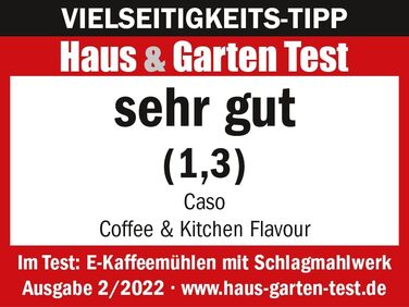 Електрична кавомолка CASO Coffee & Kitchen Flavour з нержавіючої сталі, подрібнювач для кави, спецій, горіхів, зелені, 200 Вт, срібляста, додатковий контейнер з 4-лезовим ножем