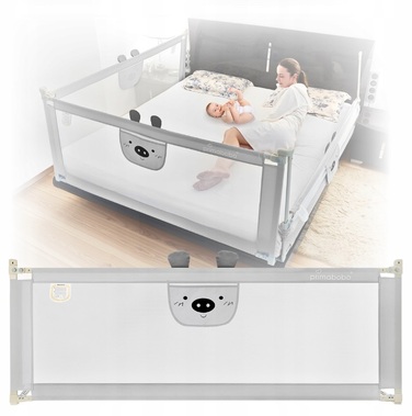 Захисний бортик у ліжко Primabobo MIŚ, 200x140 см, сірий, складаний, комплект 3 шт.
