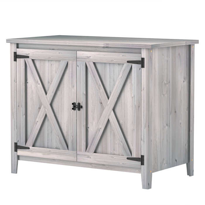 Outsunny Garden Шафа з дерева, Садовий сарай стійкий до погодних умов 110x60x88.5 см, Садовий сарай з дверима, Складний дах, Полиці, Садова шафа, Садовий сарай Шафа для інструментів Садовий сарай для патіо Задній двір, світло-сірий