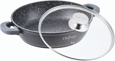 Cheffinger Каструля-сковорода Ø24 см з литого алюмінію, чорна, для супу та тушкування