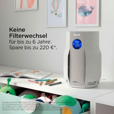 Очищувач повітря Shark BreatheClear Dove HP162EU з HEPA-фільтром NeverChange, автоматичним сенсором для середніх приміщень до 27 м²