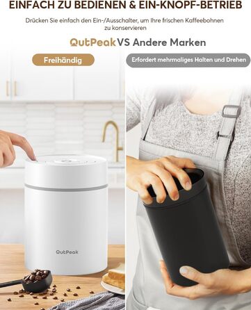 OUTPEAK Neo 2025 Kilo Auto-Vakuum-Kaffeedose: Вакуумний контейнер для кави OUTPEAK Neo 2025 Kilo, 1,5 л (500 г кавових зерен), з автоматичним вакуумуванням, нержавіюча сталь, для бариста, подарунок (великий, матовий чорний)