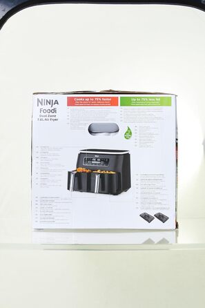 Аерофритюрниця Ninja Foodi Dual Zone 7,6 л, 2 кошики, цифрова, антипригарне покриття, 6-в-1, для 4-6 порцій, чорна (AF300EU)