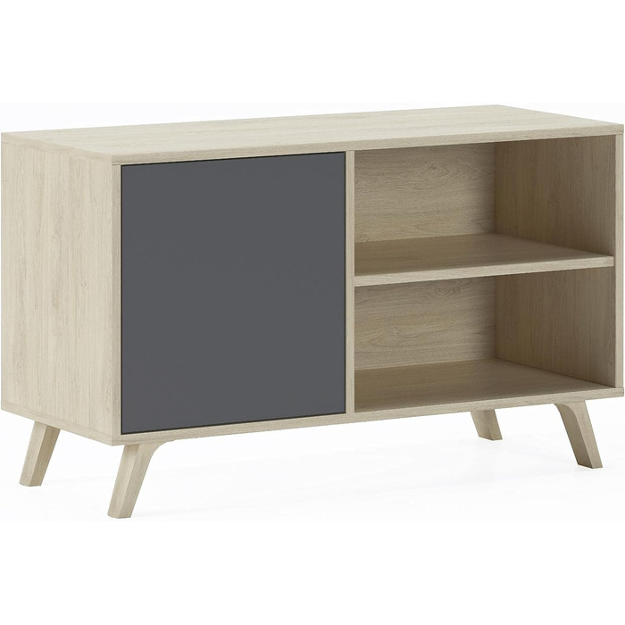 ТВ-тумба Skraut Home Wind 100 Puccini для вітальні, 57x95x40 см, сіра, для телевізора 32/40 дюймів, флігельні двері Puccini