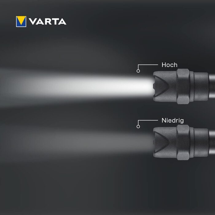 Ліхтарик VARTA Indestructible F10 Pro LED 6 Вт з 3 батарейками AAA, водо- та пилозахищений, ударостійкий, робочий ліхтар з двома режимами освітлення
