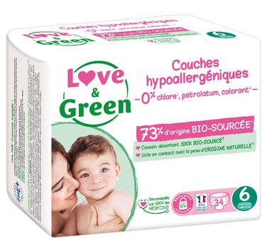Екологічні підгузки Love & Green, розмір 6, 68 шт