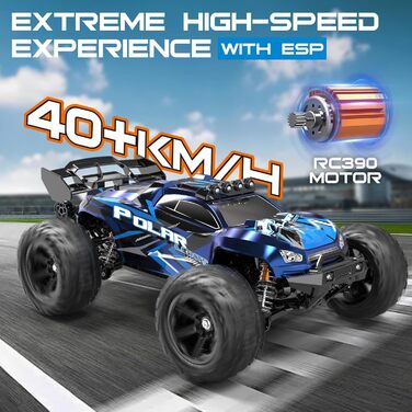 Радіокерований позашляховик 1:14 4WD RC авто для дорослих та дітей, швидкість 40+ км/год, 2 акумулятори 1300mAh, комплект коліс