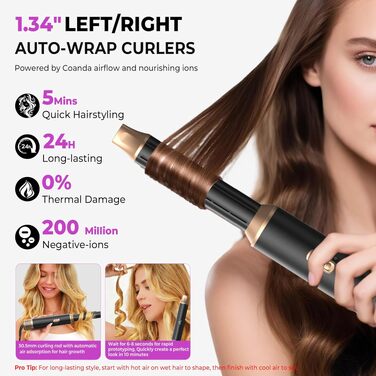 UMIGA Hairstyler 5-в-1: Фен-щітка, стайлер для волосся, випрямляч, плойка, насадки для укладки. Чорний колір