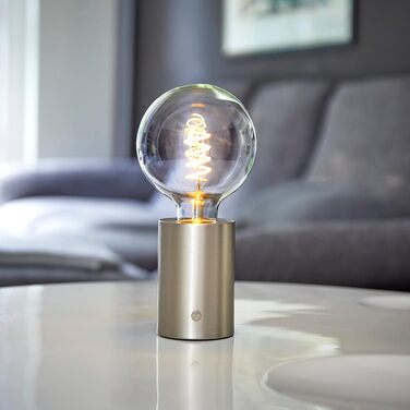 Світлодіодна акумуляторна настільна лампа Northpoint Edison, 2000 мА·год, до 96 годин, диммер, прозоре скло, сталевий корпус