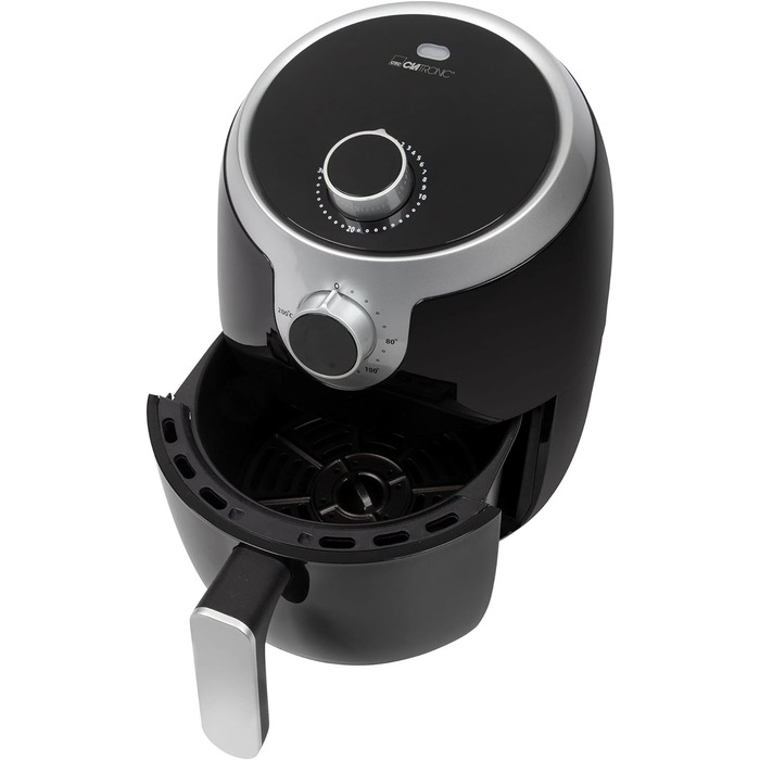 Аерофритюрниця Clatronic FR 3769 H, 1,8 л, без олії, 1000 Вт, чорна/срібляста, для картоплі фрі, курячих крилець та іншого