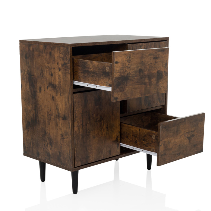Сервант / комод LYKKJA 77x39,5x72 см 2 шухляди 2 двері коричневий/чорний hjh LIVING