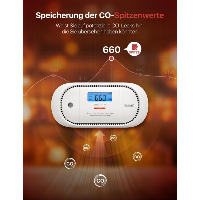 Датчик CO X-Sense з LCD дисплеєм та SBS50 базою, XC01-M, 1 шт. (сумісний з додатком через базу)